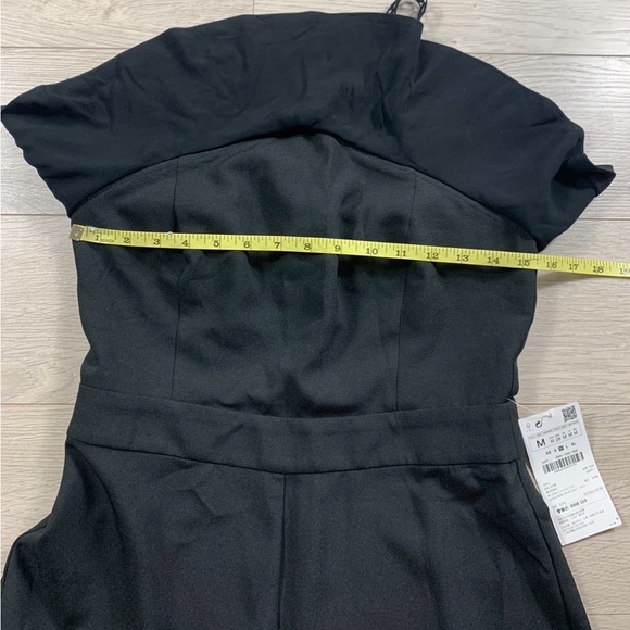 Zara Black Lace Trim Wide Leg Crop Jumpsuit - Picture 15 of 16